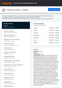 4 Bus Time Schedule & Line Route