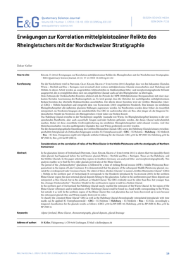Erwägungen Zur Korrelation Mittelpleistozäner Relikte Des Rheingletschers Mit Der Nordschweizer Stratigraphie