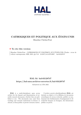 Catholiques Et Politique Aux E