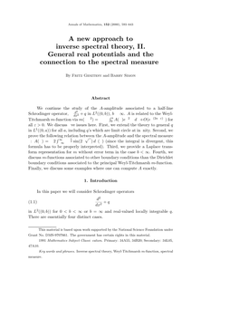 A New Approach to Inverse Spectral Theory, II. General Real Potentials and the Connection to the Spectral Measure