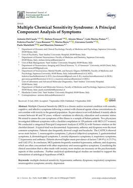 Multiple Chemical Sensitivity Syndrome: a Principal Component Analysis of Symptoms