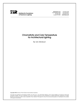 Chromaticity and Color Temperature for Architectural Lighting