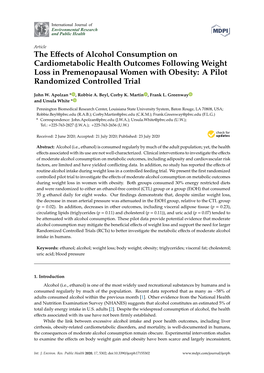 The Effects of Alcohol Consumption on Cardiometabolic Health