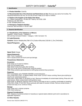 SAFETY DATA SHEET – Colorgo ® 1