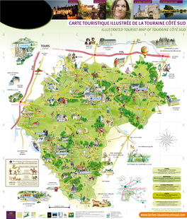 Carte Touristique Illustrée De La Touraine Côté Sud Illustrated Tourist Map of Touraine Côté Sud a B C D E F