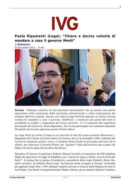 Il Vostro Giornale - 1 / 2 - 29.09.2021 2