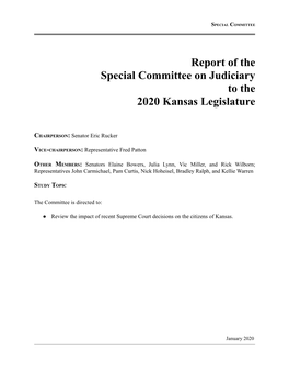 Report of the Special Committee on Judiciary to the 2020 Kansas Legislature