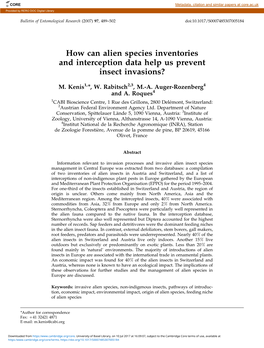 How Can Alien Species Inventories and Interception Data Help Us Prevent Insect Invasions?
