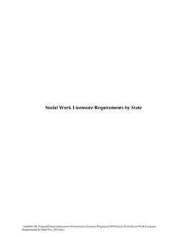 Social Work Licensure Requirements by State