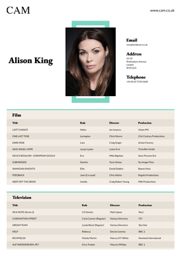 Alison King Shaftesbury Avenue London W1D 6LD