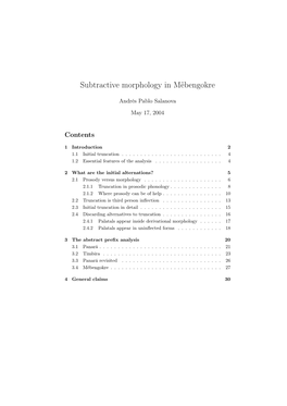 Subtractive Morphology in M˜Ebengokre