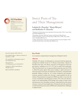 Insect Pests of Tea and Their Management