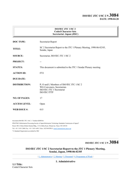 ISO/IEC JTC 1/SC 2 N 3084 ISO/IEC JTC 1/SC 2 Secretariat