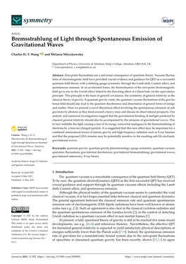 Bremsstrahlung of Light Through Spontaneous Emission of Gravitational Waves