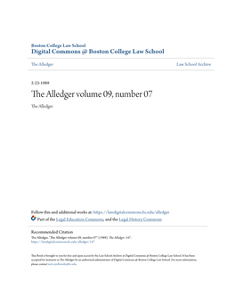 The Alledger Volume 09, Number 07 the Alledger
