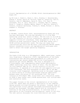 Circuit Implementation of a 300-Mhz 64-Bit Second-Generation CMOS Alpha CPU by William J