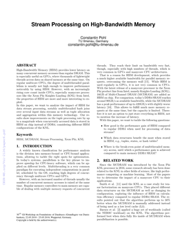 Stream Processing on High-Bandwidth Memory