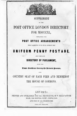 Post Office London Directory for Mdcccxl