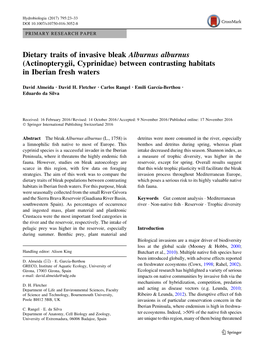Dietary Traits of Invasive Bleak Alburnus Alburnus (Actinopterygii, Cyprinidae) Between Contrasting Habitats in Iberian Fresh Waters