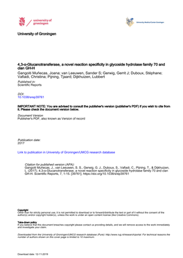 4,3-Α-Glucanotransferase, a Novel Reaction Specificity in Glycoside