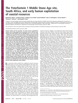 The Ysterfontein 1 Middle Stone Age Site, South Africa, and Early Human Exploitation of Coastal Resources
