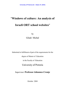 "Windows of Culture: an Analysis of Israeli ORT School Websites"