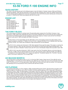 53-56 FORD F-100 ENGINE INFO QUICK HISTORY the 1953 F-100 Was the Last Year for the Fathead Engine in the US