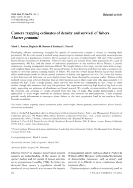 Camera Trapping Estimates of Density and Survival of Fishers Martes