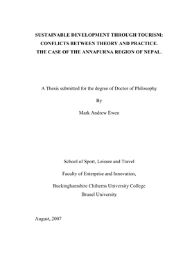 Sustainable Development Through Tourism: Conflicts Between Theory and Practice