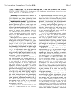 Aeolian Transport and Aeolian Depoists on Venus: an Overview of Remote Sensing Observations