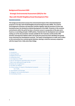 Background Document BD9 Strategic Environmental Assessment (SEA) for the Wye with Hinxhill Neighbourhood Development Plan