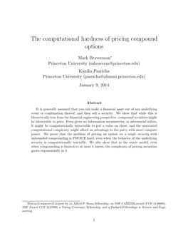 The Computational Hardness of Pricing Compound Options