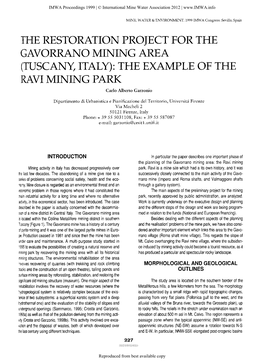 (TUSCANY, ITALY): the EXAMPLE of the RAVI MINING PARK Carlo Alberto Garzonio