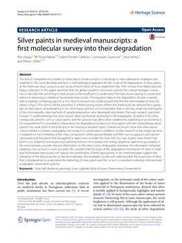 Silver Paints in Medieval Manuscripts