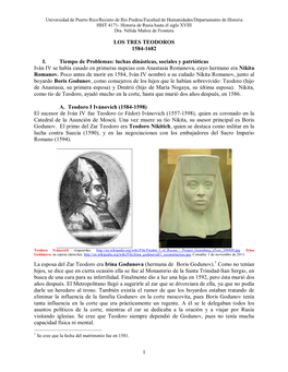 1 LOS TRES TEODOROS 1584-1682 I. Tiempo De Problemas: Luchas
