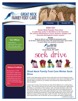 Great Neck Family Foot Care Winter Sock Drive