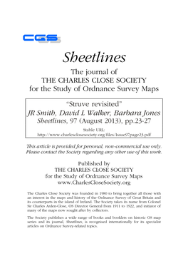 JR Smith, David L Walker, Barbara Jones Sheetlines, 97 (August 2013), Pp.23-27 Stable URL