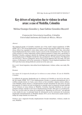 Key Drivers of Migration Due to Violence in Urban Areas: a Case of Medellin, Colombia / M