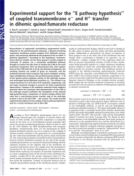 Of Coupled Transmembrane E and H Transfer in Dihemic Quinol:Fumara