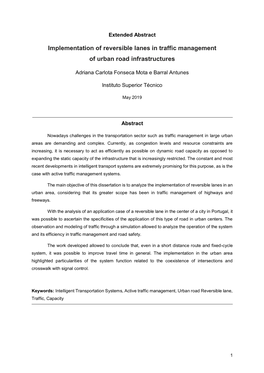 Implementation of Reversible Lanes in Traffic Management of Urban Road Infrastructures