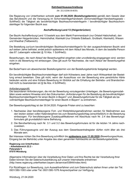 Kehrbezirksausschreibung Die Regierung Von Unterfranken