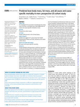 Predicted Lean Body Mass, Fat Mass, and All Cause and Cause