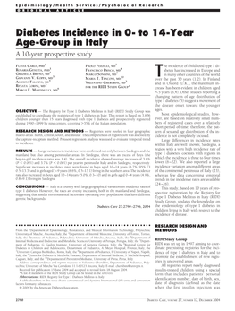 Diabetes Incidence in 0- to 14-Year Age-Group in Italy a 10-Year Prospective Study