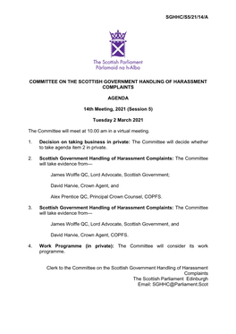 Sghhc/S5/21/14/A Committee on the Scottish Government
