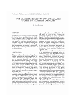 Why Grateley? Reflections on Anglo-Saxon Kingship in a Hampshire Landscape