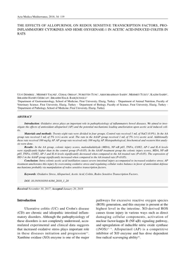 The Effects of Allopurinol on Redox Sensitive Transcription Factors, Pro- Inflammatory Cytokines and Heme Oxygenase-1 in Acetic Acid-Induced Colitis in Rats