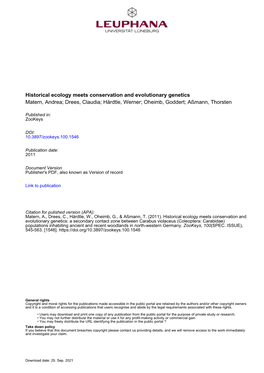 Historical Ecology Meets Conservation and Evolutionary Genetics Matern, Andrea; Drees, Claudia; Härdtle, Werner; Oheimb, Goddert; Aßmann, Thorsten