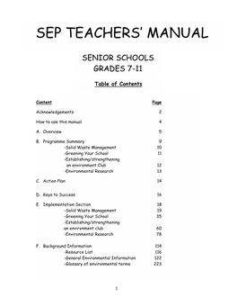 Sep Teachers' Manual