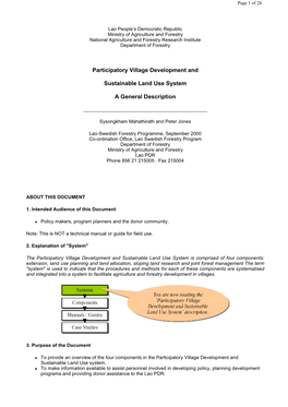 Participatory Village Development and Sustainable Land Use System Are