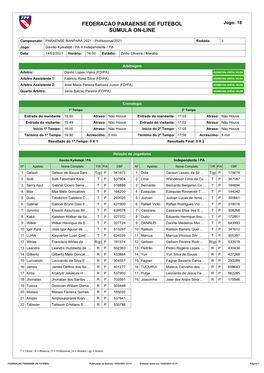 Federacao Paraense De Futebol Súmula On-Line